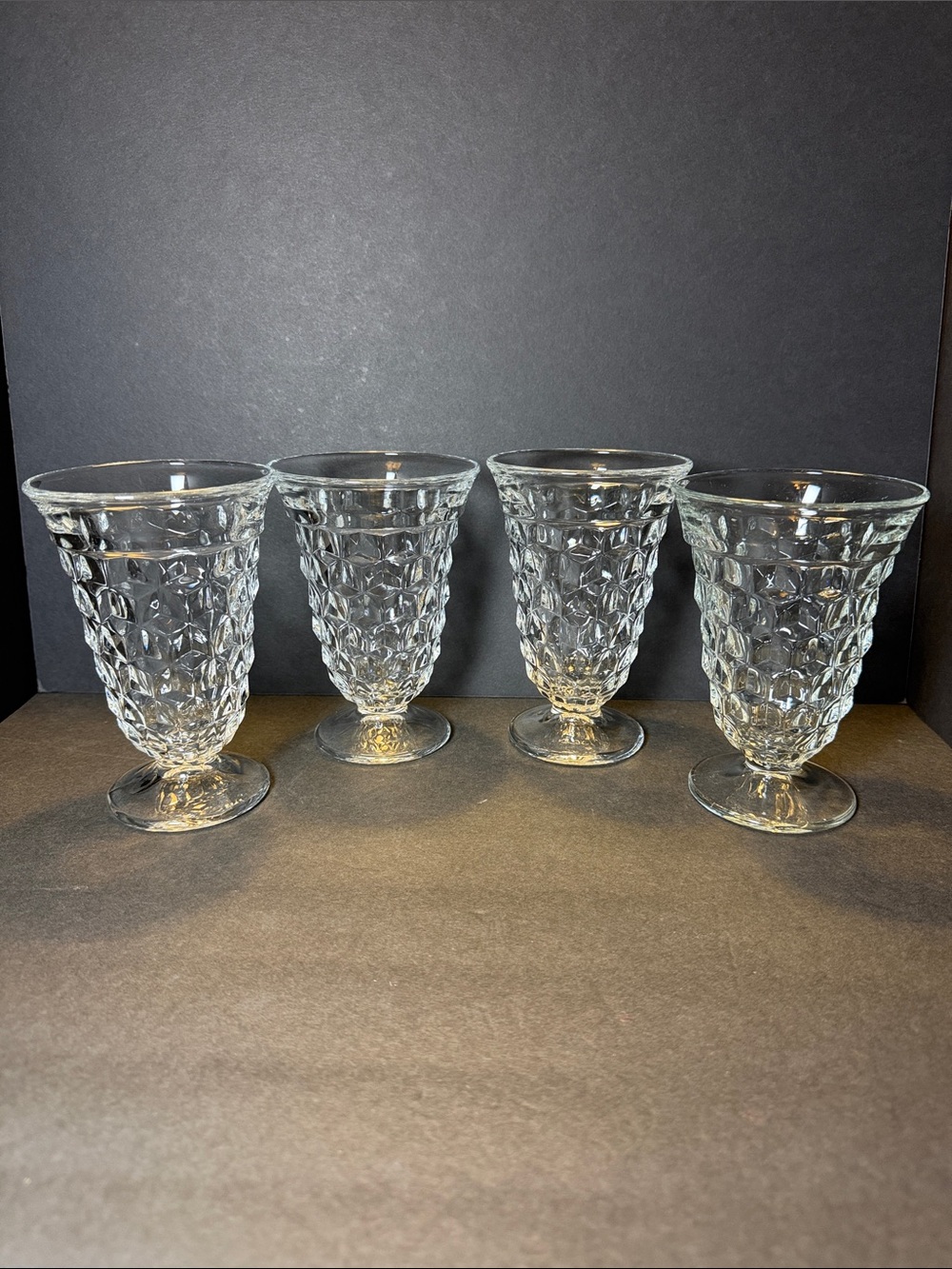 (4) Fostoria American Clear Iced Tea Footed Glasses / Goblets 5 3/4"